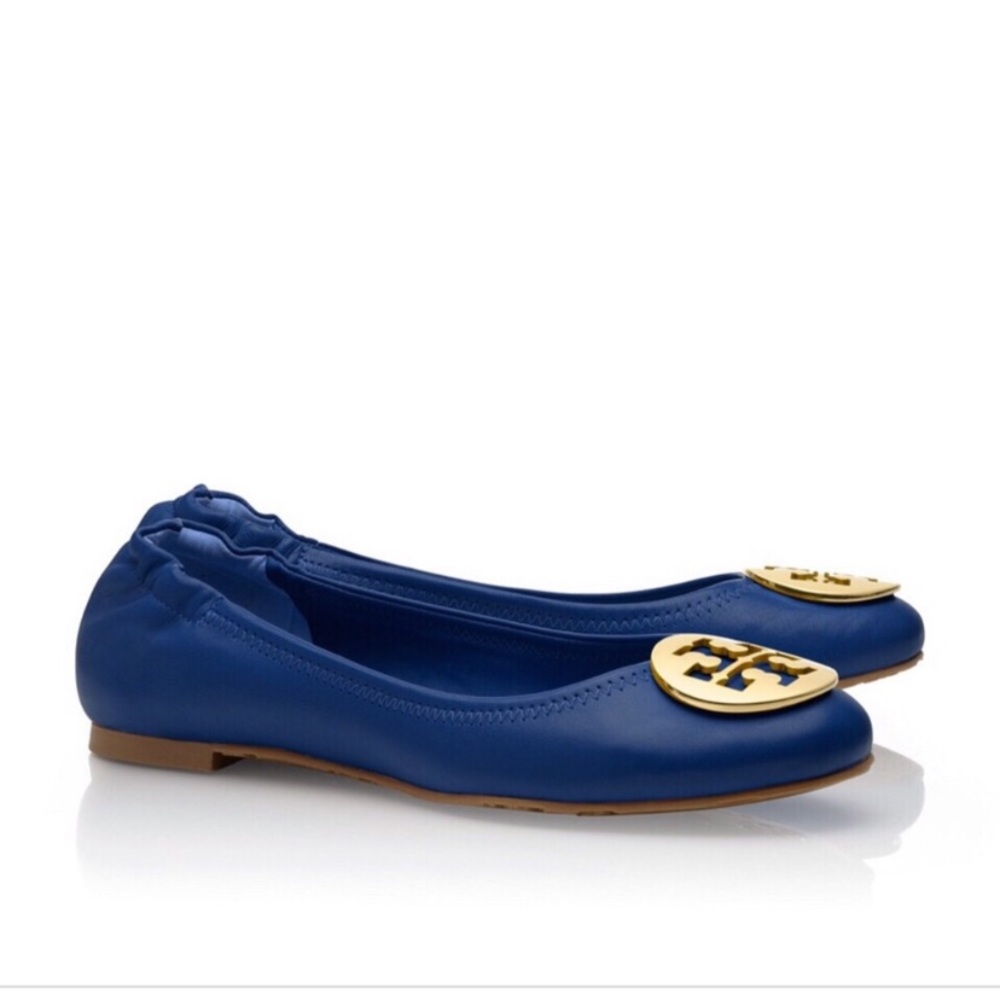Tory Burch Reva Mestico Blue Nile and Gold Ballet Flats